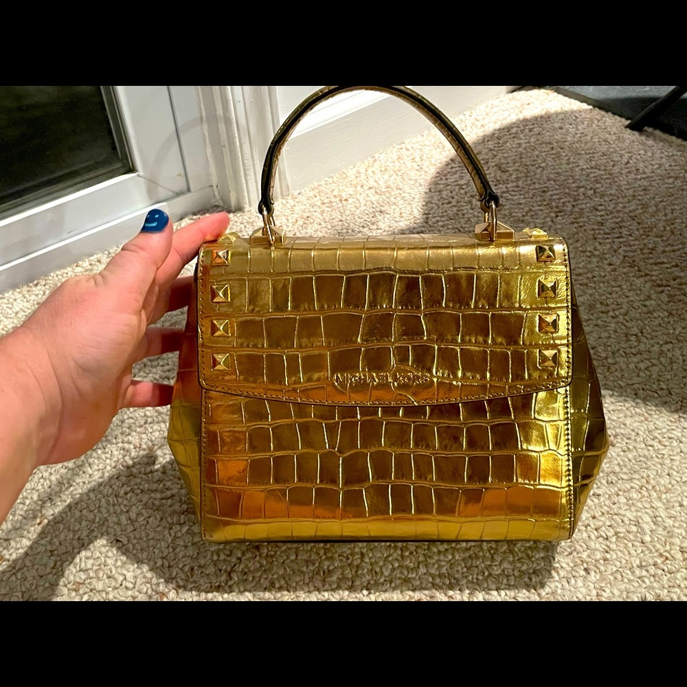 Michael Kors Gold Leather Handbag/crossbody